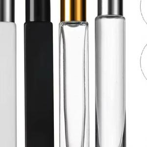 10ml Glass Roll on Bottles Square Round Matte Black White Transparent Essential Oil Perfume Bottle with Stainless Steel Roller
