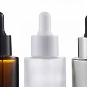 Essential Oil Bottles Cylinder Shape Dropper with Flat Shoulder for Skin Care Cream and Eye Cream Packaged in Carton