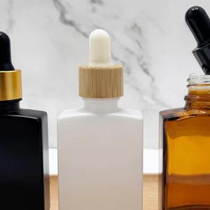 Luxury Custom 30ml 50ml Black Amber Flat Square Rectangle Glass Serum Hair Beard Essential Oil Dropper Bottle with Paper Box